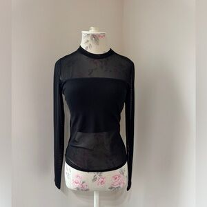 Shinestar Black Sheer Long Sleeve Blouse
